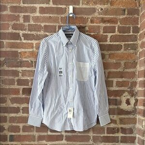 Tommy Hilfiger Blue and White Striped Dress Shirt